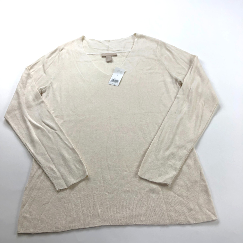 Banana Republic Silk Cotton NEW XL V-Neck Pullover Sweater Beige